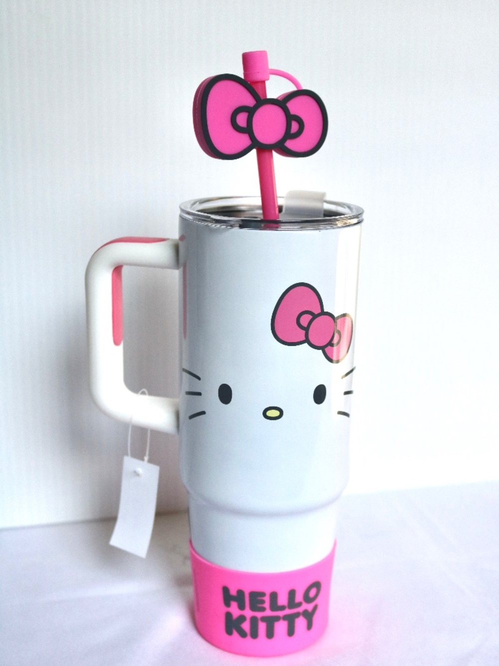 Hello Kitty Sanrio Insulated Tumbler Travel Mug Pink White 30 oz Straw Charm